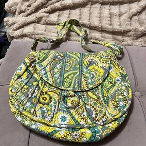 Vera Bradley Yellow and Green Paisley Shoulder Bag